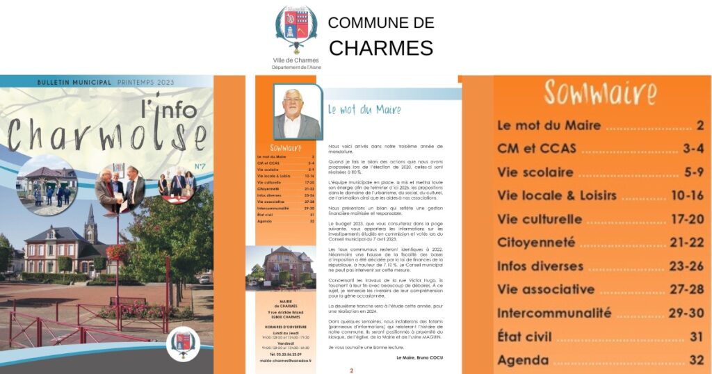 L'info Charmoise N°7 - Bulletin municipal printemps 2023 -FB- Commune Charmes Aisne