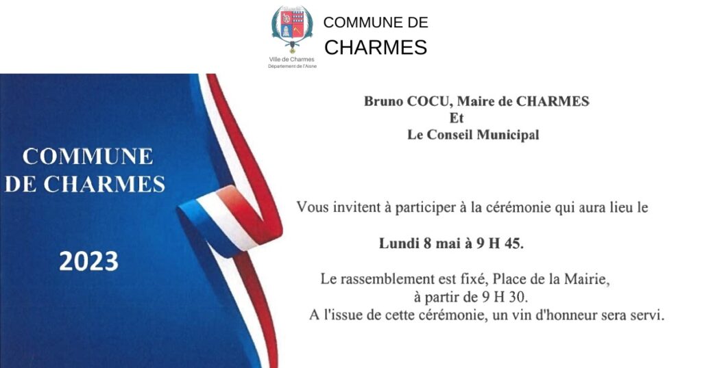 cérémonie du 8 mai 2023 - Commune Charmes Aisne