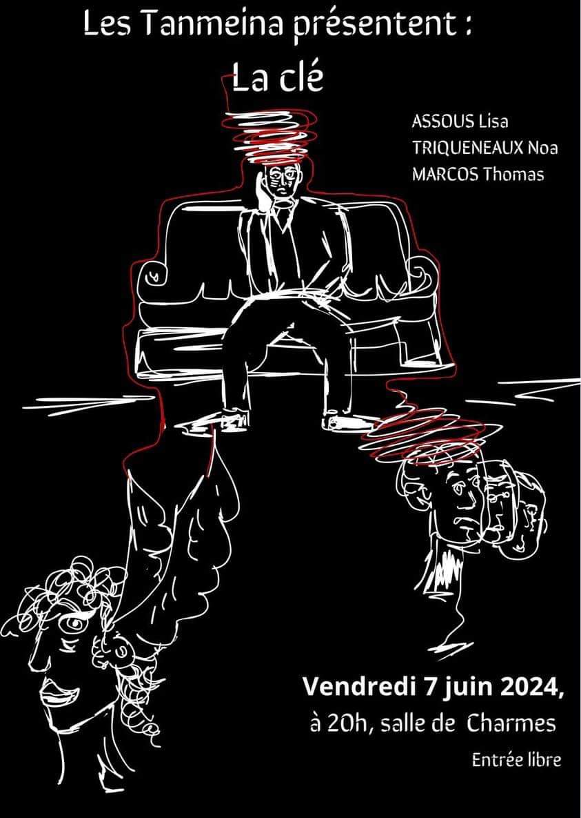 Les Tanmeina présentent La clé Théâtre à Charmes le 07 juin 2024 -affiche- Commune Charmes Aisne