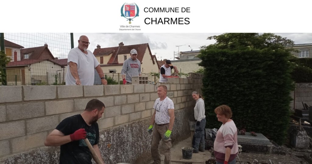 Reprise du mur du cimetière -FB-Commune Charmes Aisne