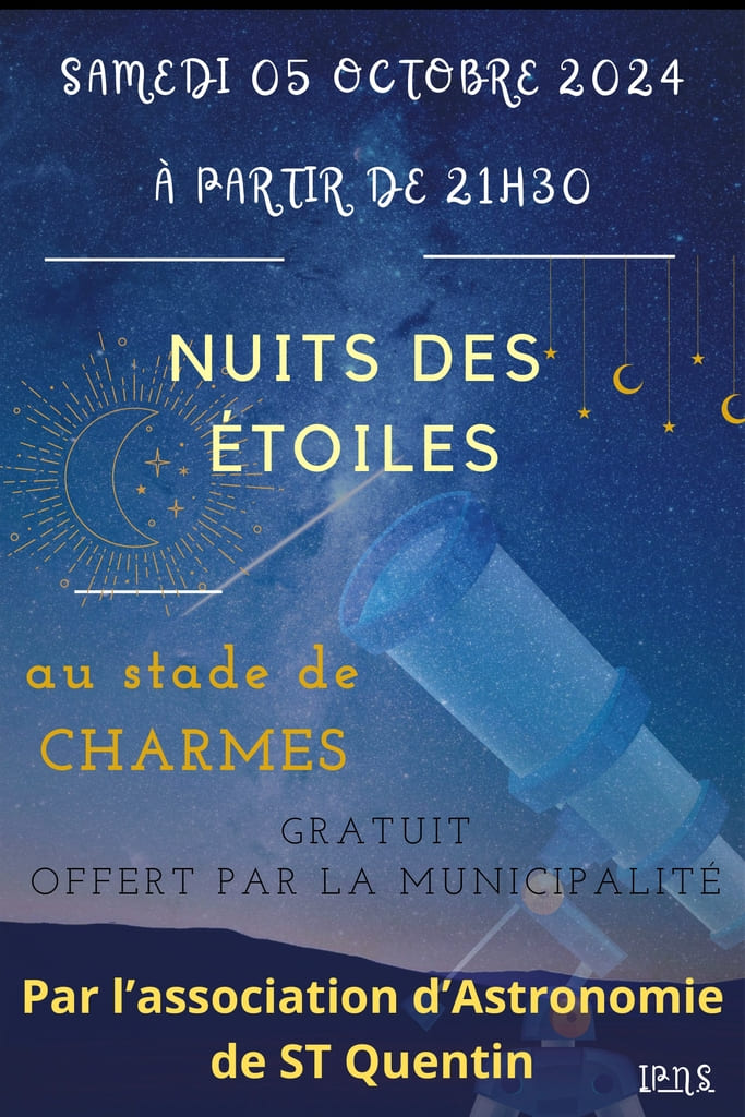 La nuit des étoiles -affiche- Commune Charmes Aisne