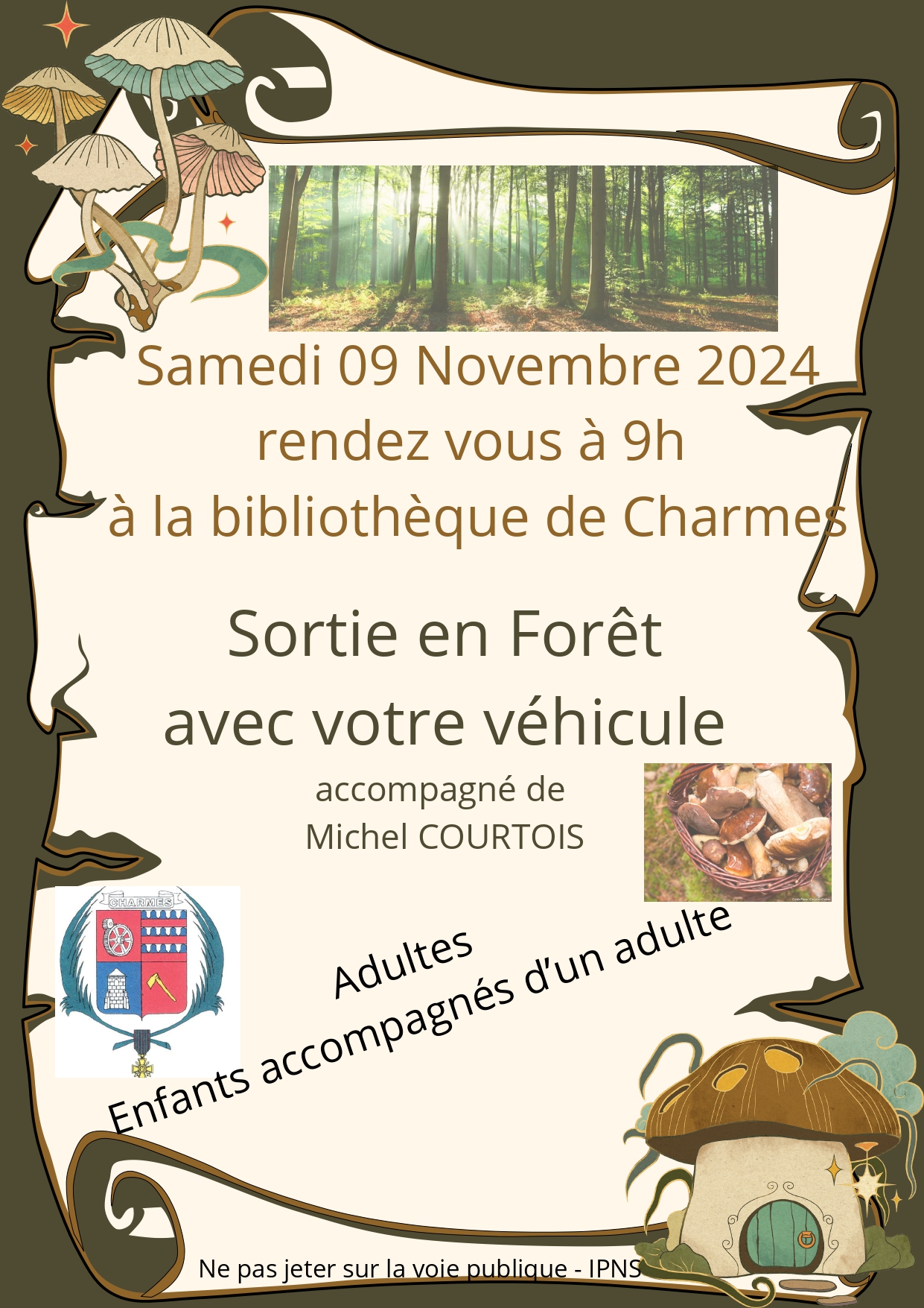 Sortie en Forêt -affiche- Commune de Charmes Aisne