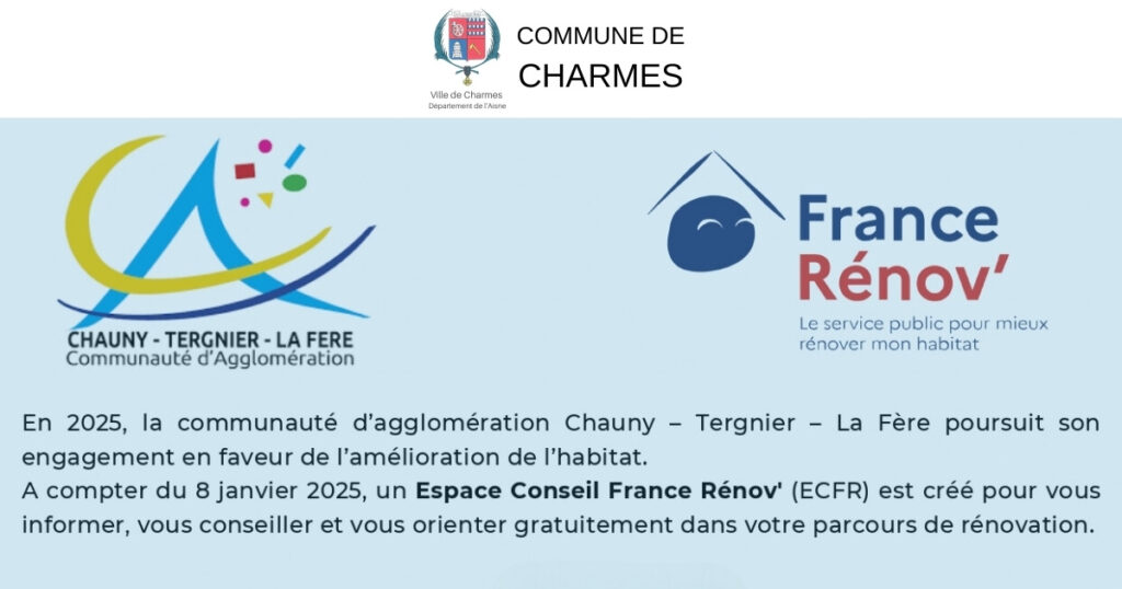 Un nouvel Espace Conseil France Rénov pour vos projets de rénovation - Commune Charmes Aisne