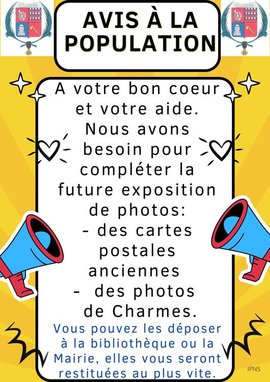 Appel à contribution pour une exposition de photos - Commune Charmes Aisne