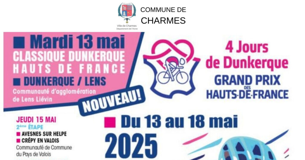 Passage de la course cycliste Les 4 Jours de Dunkerque - Jeudi 15 mai 2025 - Commune Charmes Aisne