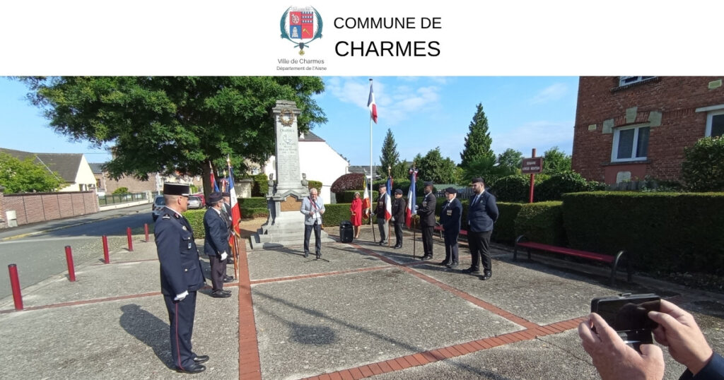 Cérémonie du 14 Juillet hommage au monument aux morts -Une- Commune Charmes Aisne