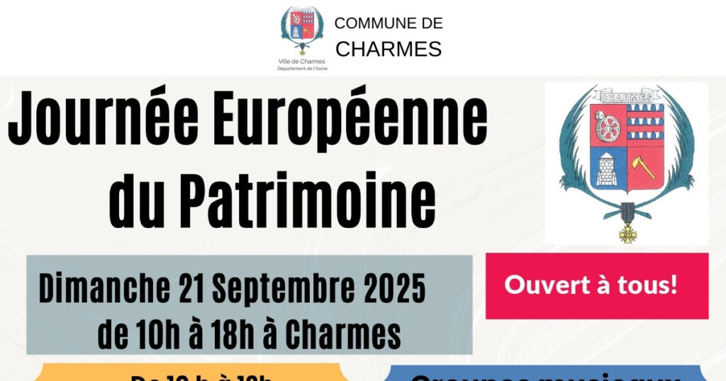 Les journées du Patrimoine 2025 -Une- Commune Charmes Aisne