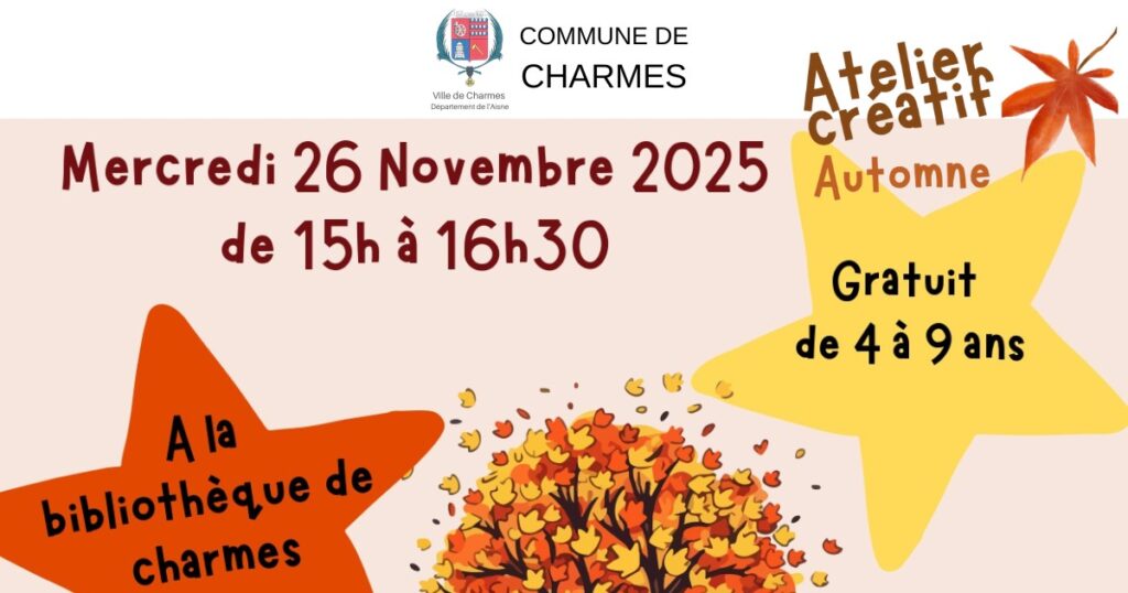 Atelier créatif d’automne à la bibliothèque -Une- Commune Charmes Aisne