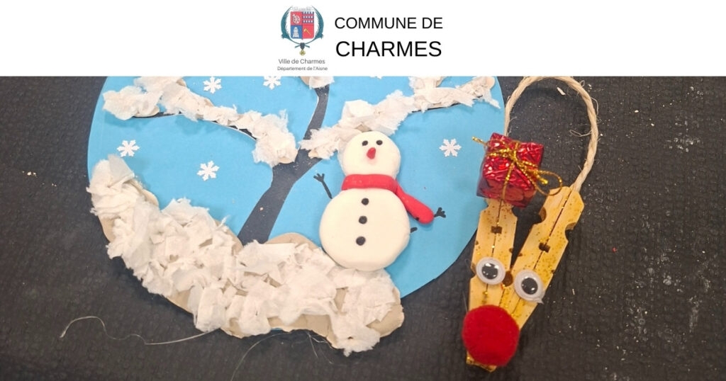 Atelier de Décorations de Noël à la bibliothèque -Une- Commune Charmes Aisne