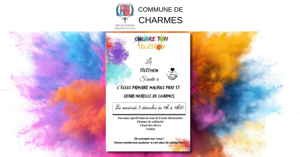 Invitation Téléthon 2025 -Une- Commune Charmes Aisne