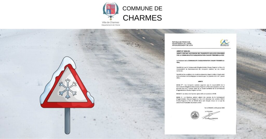 Suspension des transports scolaires -Une- Commune Charmes Aisne