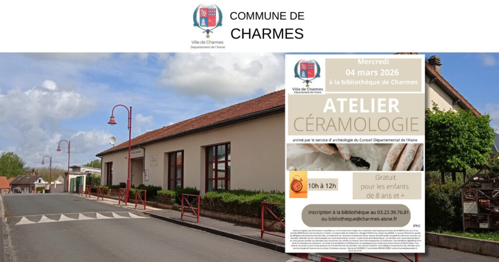 Atelier de céramologie à la bibliothèque de Charmes -Une- Commune Charmes Aisne