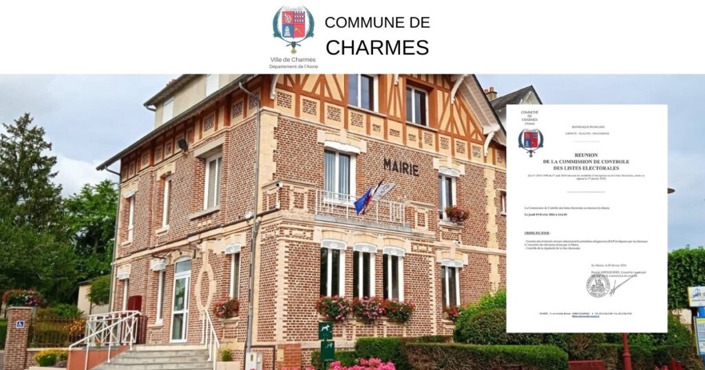 Avis - Réunion de la commission de contrôle des listes électorales -Une- Commune Charmes Aisne
