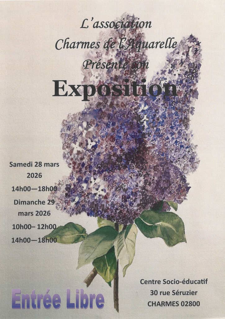 Exposition d’aquarelles par l’association Charmes de l’Aquarelle - Commune Charmes Aisne