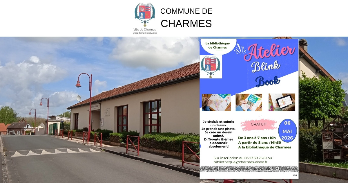 Atelier Blink Book à la bibliothèque de Charmes -Une- Commune Charmes Aisne