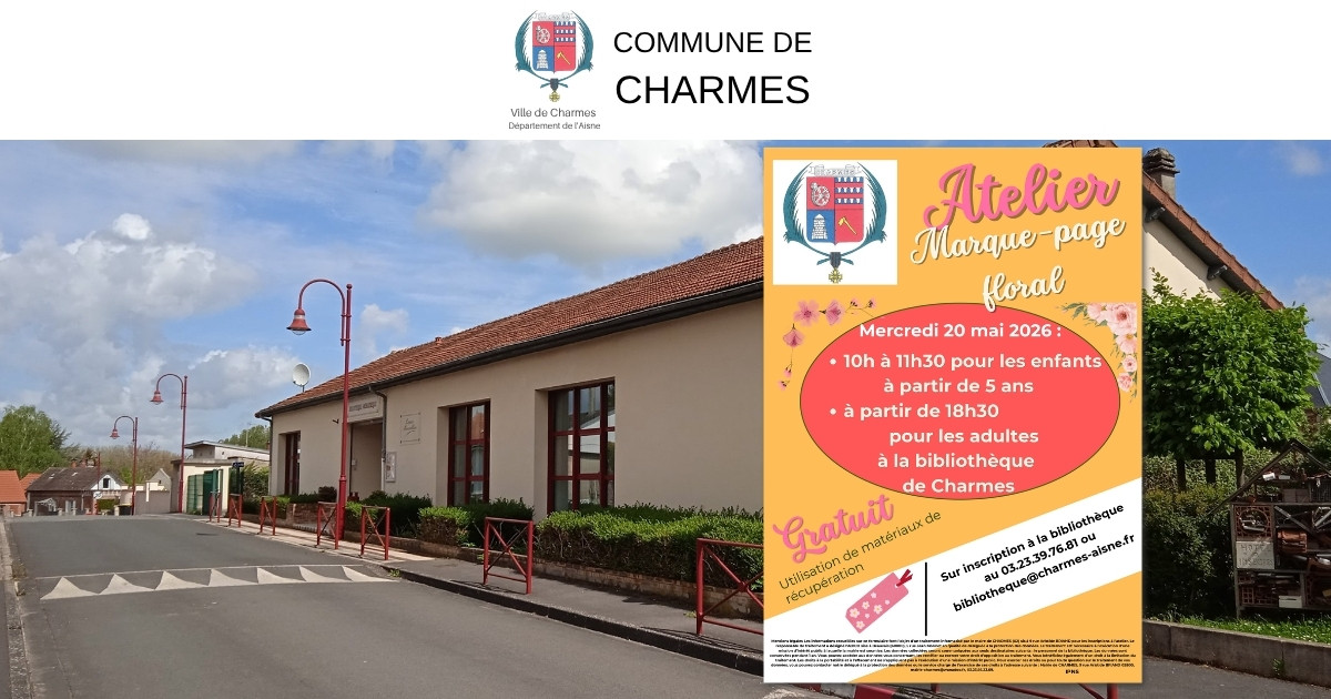 Atelier marque-page floral à la bibliothèque -Une- Commune Charmes Aisne