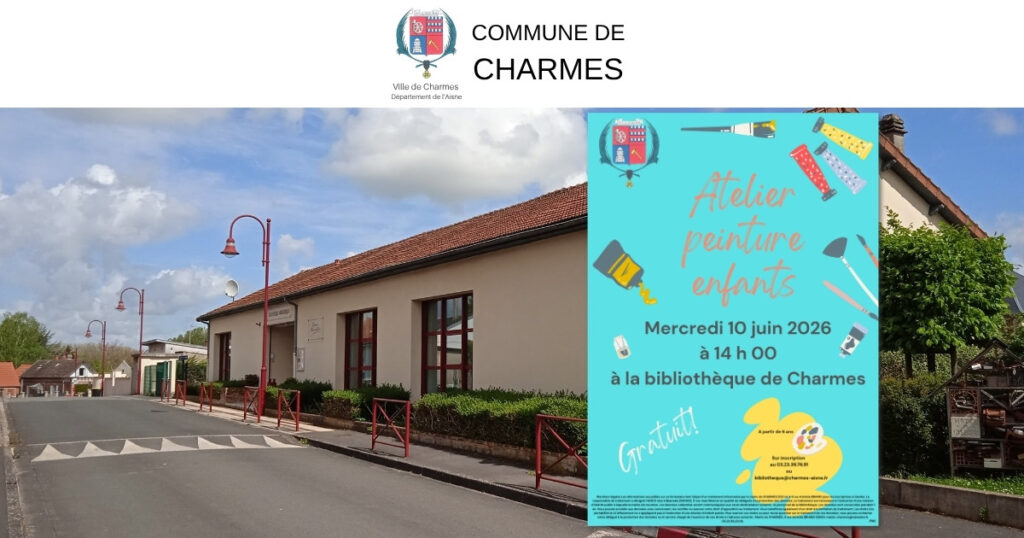 Atelier peinture enfants à la bibliothèque de Charmes -Une- Commune Charmes Aisne