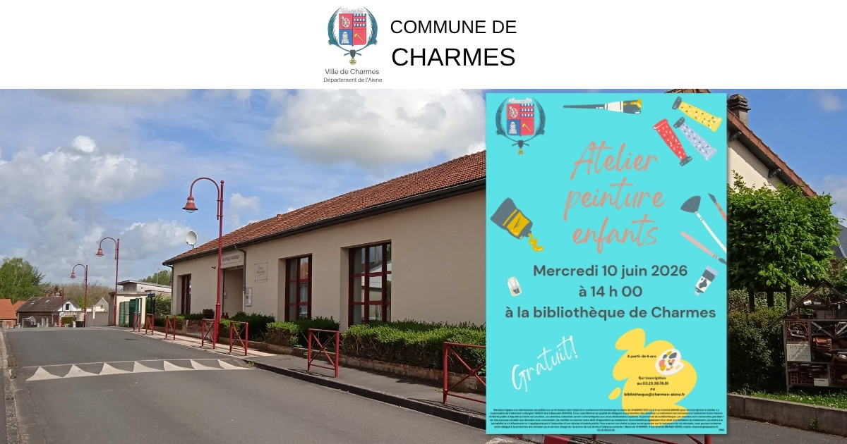 Atelier peinture enfants à la bibliothèque de Charmes -Une- Commune Charmes Aisne
