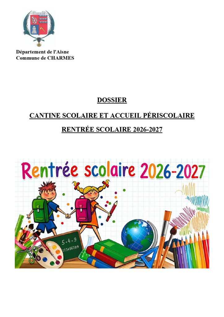 Dossier complet inscription cantine-péri 2026-2027 - Commune de Charmes Aisne
