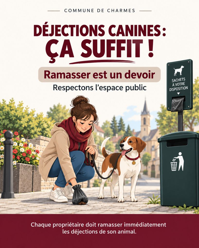 Déjections canines ça suffit - Commune Charmes Aisne