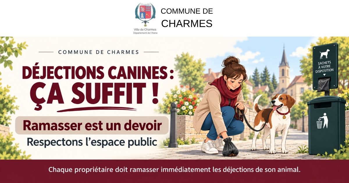 Déjections canines ça suffit -Une- Commune Charmes Aisne