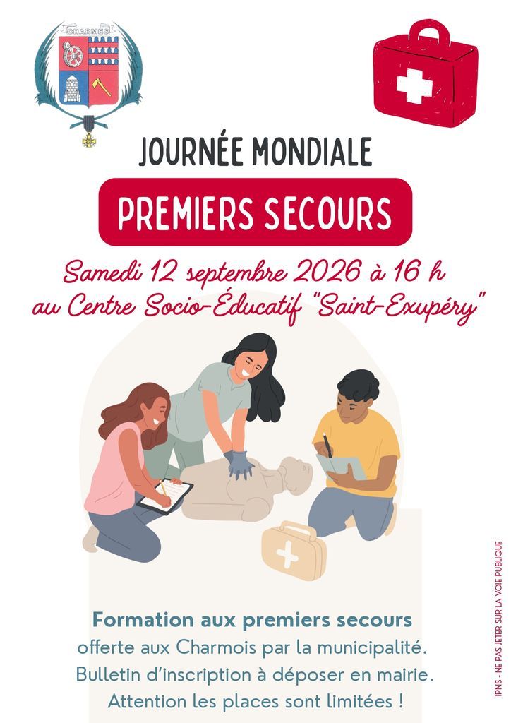 Formation gratuite aux premiers secours - Commune Charmes Aisne
